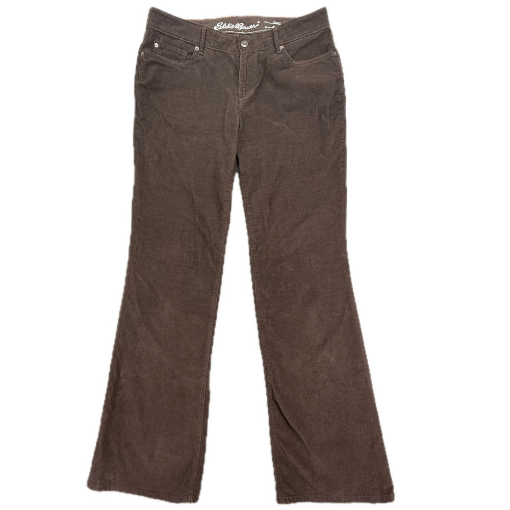 Eddie Bauer Corduroy Pants Womens 10 Brown Curvy Bootcut Stretch 3790